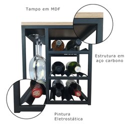 Adega de Mesa Strassis Design Sd-3030 Metal e Mdf Preta - 6