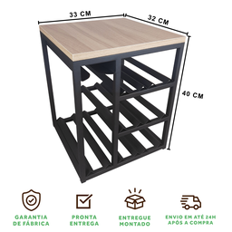 Adega de Mesa Strassis Design Sd-3030 Metal e Mdf Preta - 5