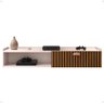 Rack Suspenso Home Classic Tv 32" 1 Porta Puxador Concha Quarto Sala Recepção Off White/ripado - 1