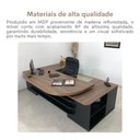 Ver imagem 5 de Escrivaninha Mesa Escritório Presidente Tamburato com e e Design em U 4 Gavetas 2 Portas 258,2cm Nogal e Preto Marrom Artany