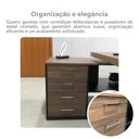 Ver mais imagens de Escrivaninha Mesa Escritório Presidente Tamburato com e e Design em U 4 Gavetas 2 Portas 258,2cm Nogal e Preto Marrom Artany