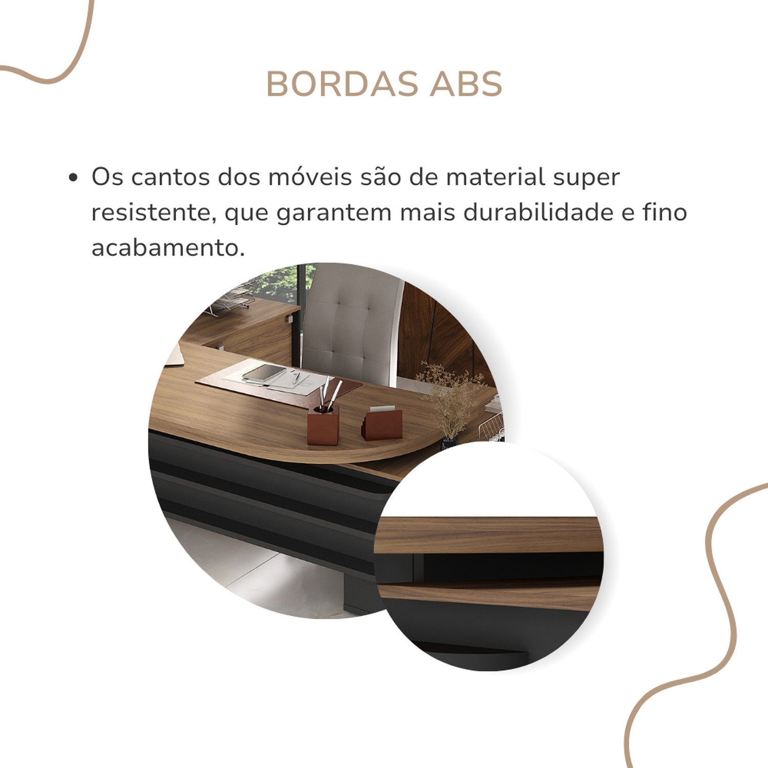 Mesa para Escritório Presidente Tamburato 2600cm com 4 Gavetas e 2 Portas e Design em U - 10