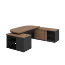 Ver imagem 3 de Escrivaninha Mesa Escritório Presidente Tamburato com e e Design em U 4 Gavetas 2 Portas 258,2cm Nogal E Preto