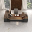 Ver imagem 5 de Escrivaninha Mesa Escritório Presidente Tamburato 2600cm com 4 Gavetas e 2 Portas e Design em U