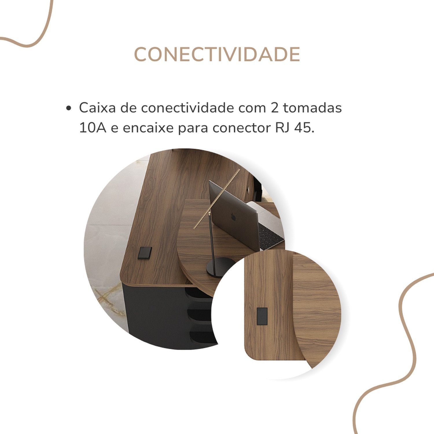 Mesa para Escritório Presidente Tamburato 2600cm com 4 Gavetas e 2 Portas e Design em U - 7