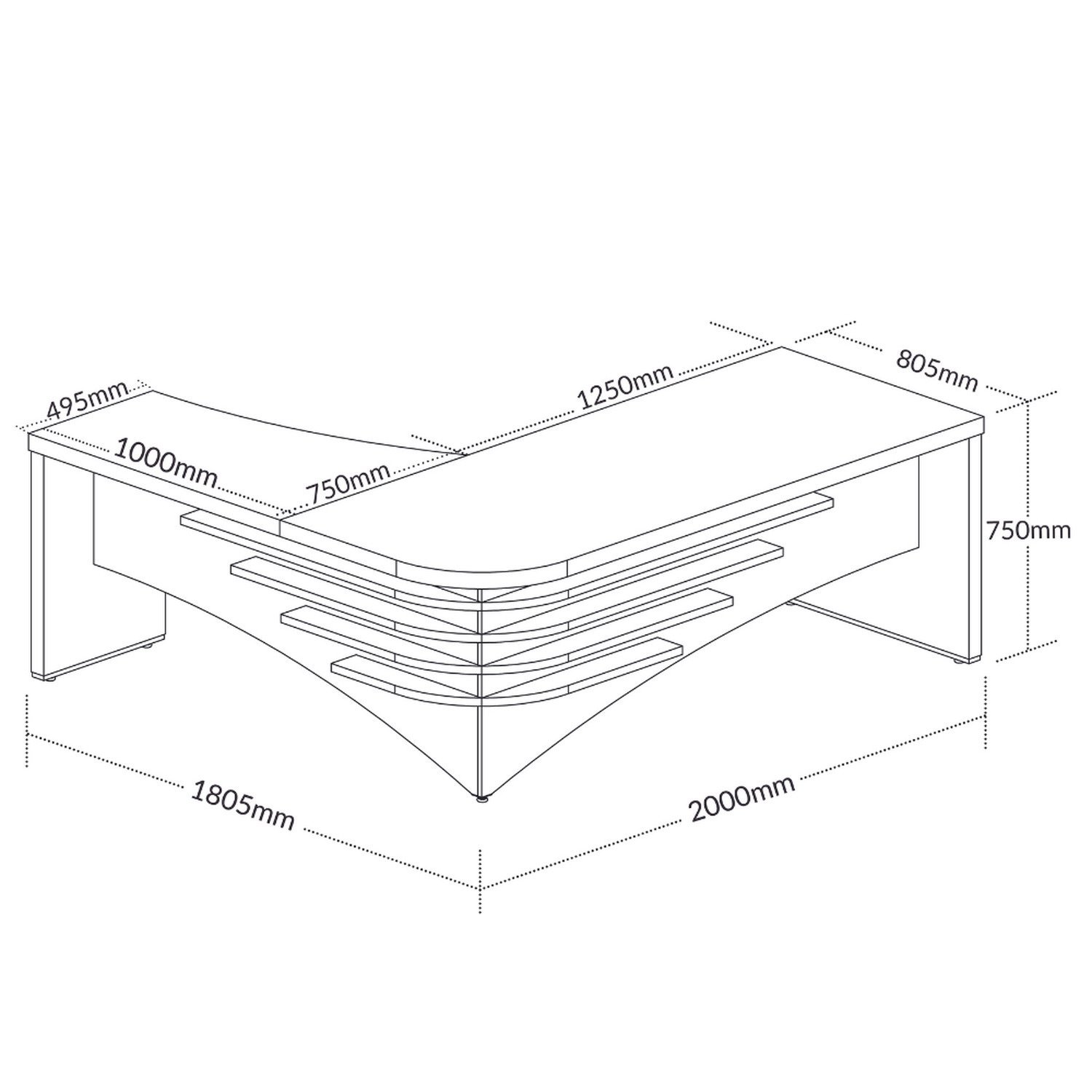 Mesa Diretor para Escritório em L em Tamburato 5 Cm Ld - 4