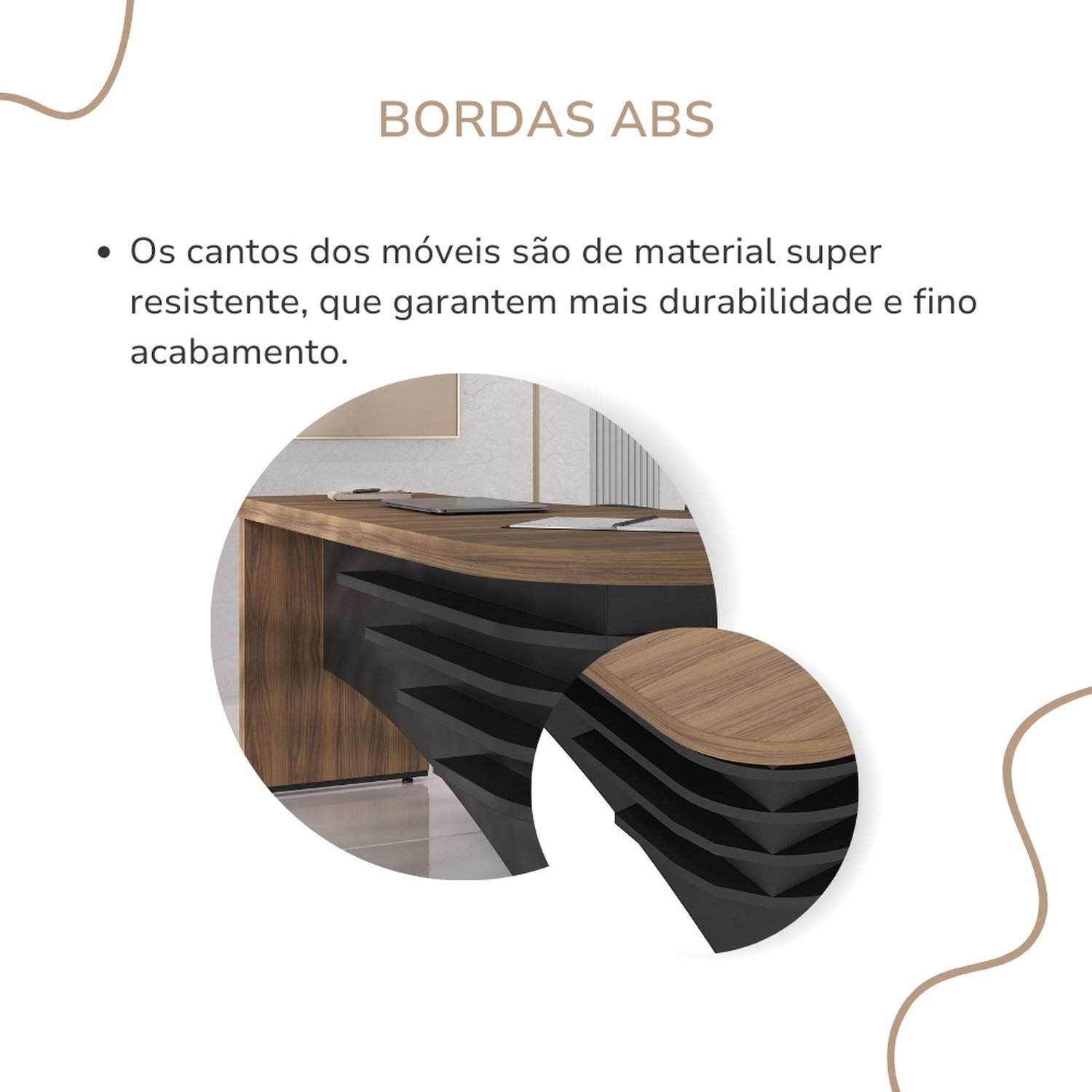 Mesa Diretor para Escritório em L em Tamburato 5 Cm Ld - 10