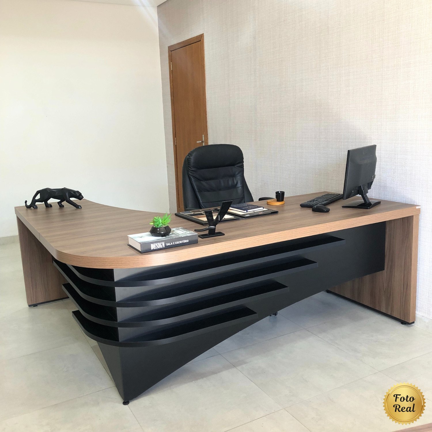 Mesa Diretor para Escritório em L em Tamburato 5 Cm Ld - 7