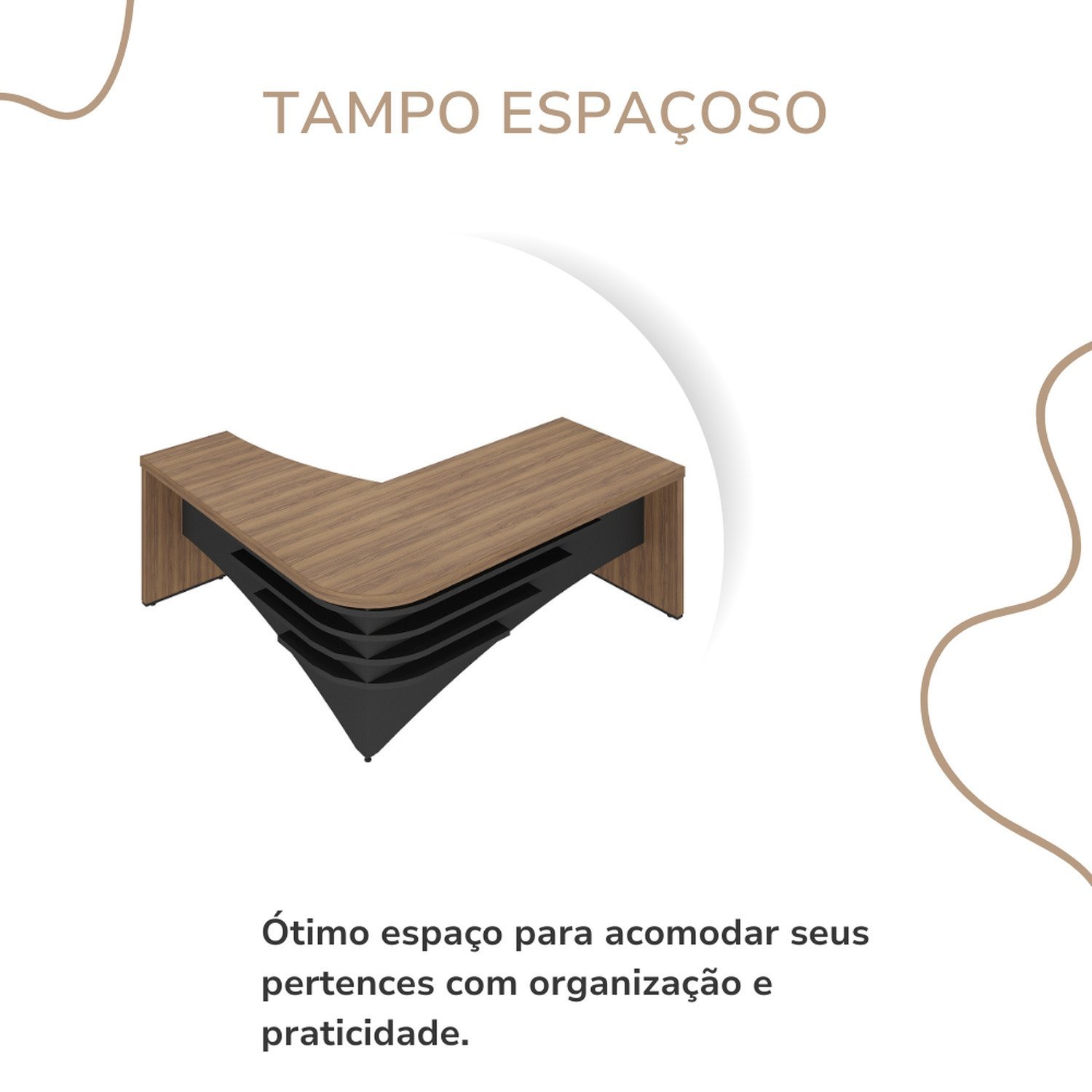 Mesa Diretor para Escritório em L em Tamburato 5 Cm Ld - 17