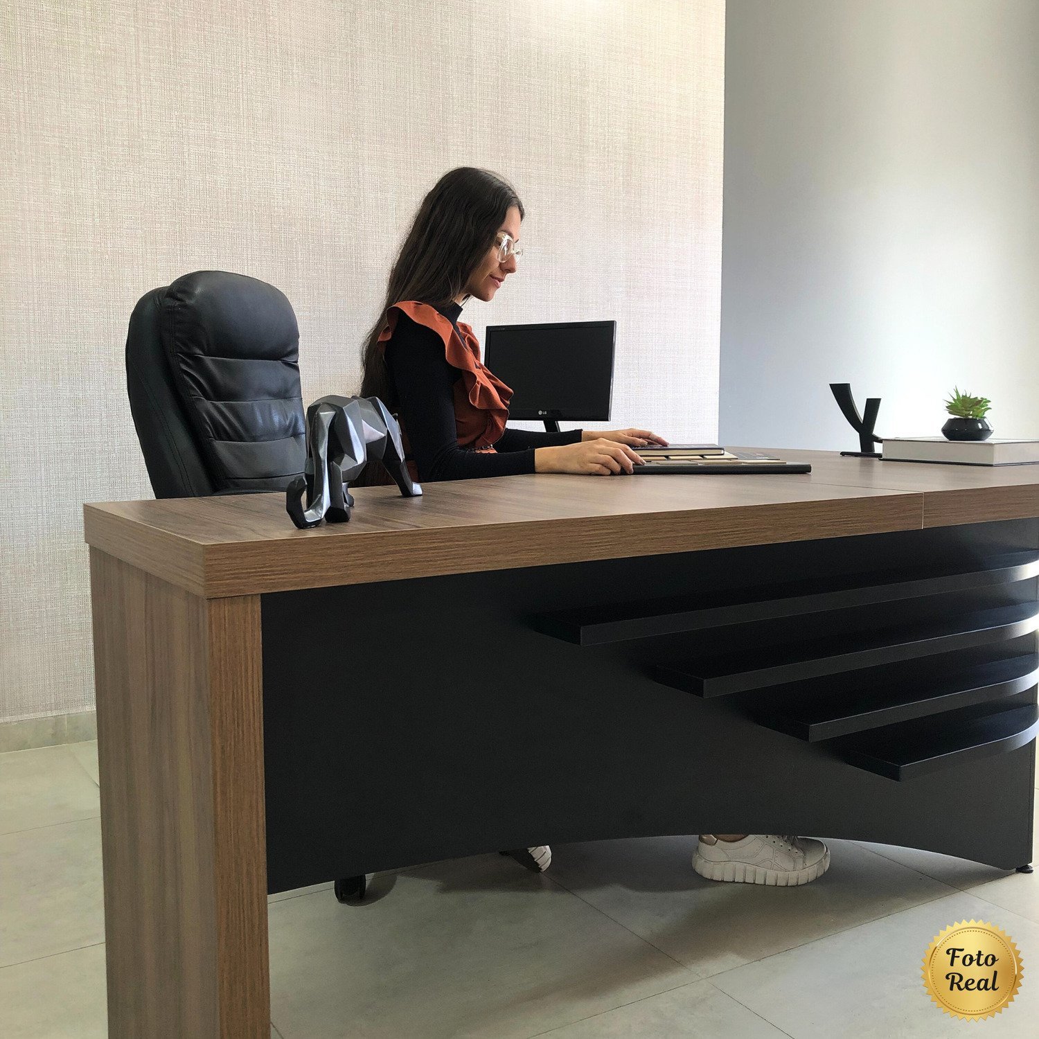 Mesa Diretor para Escritório em L em Tamburato 5 Cm Ld - 11