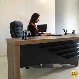 Mesa Diretor para Escritório em L em Tamburato 5 Cm Ld - 11