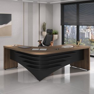 Mesa Diretor para Escritório em L em Tamburato 5 Cm Ld