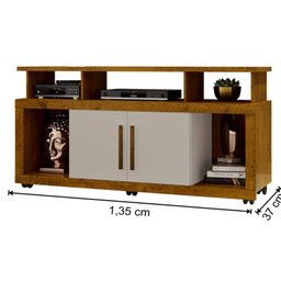 Rack para TV até 55 Polegadas com Rodízios e 2 Portas Star 135x70cm - 3
