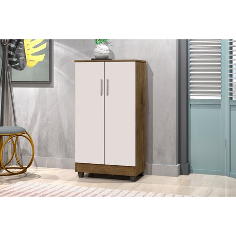 Armário Smart Organizador Multiuso 2 Portas e 3 Prateleiras:Jequitiba/Off White