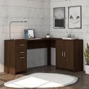 Ver imagem 3 de Mesa em L com 2 Gavetas e 3 Portas Amendoa Madri Politorno