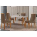 Ver imagem 1 de Conjunto: Mesa de Cozinha Havana Canto Curvo 120cm + 4 Cadeiras Dakota Naturale/Off White - Suede