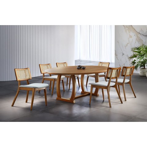 Sala de Jantar Madeira Maciça com 6 Cadeiras 1,80x1,0m - Zara - Requinte Salas