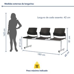 Longarina 3 Lugares Movie Prima Design - 2