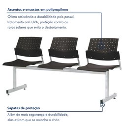 Longarina 3 Lugares Movie Prima Design - 7