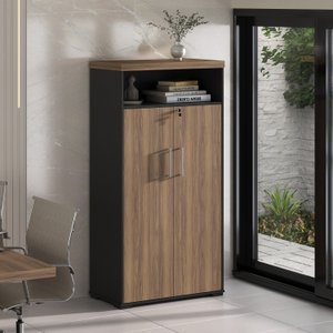 Armário para Escritório Alto 2 Portas com Nicho e Chave em Tamburato 50mm