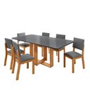 Ver imagem 2 de Conjunto Sala de Jantar 6 Lugares Jady Tampo MDF Mel e Cinza