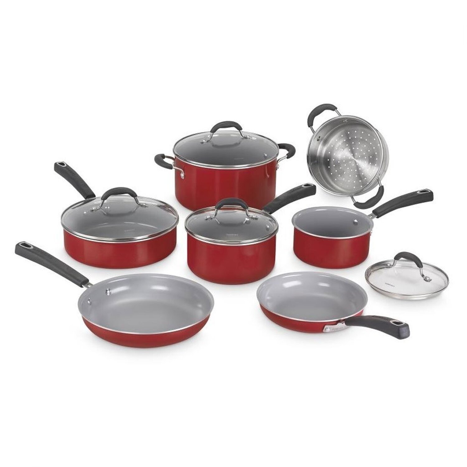 Conjunto de Panelas Cuisinart Antiaderente Ceramica Xt Vermelho 11 Peças 54c-11r - 4