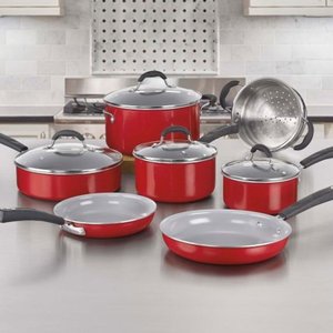 Conjunto de Panelas Cuisinart Antiaderente Ceramica Xt Vermelho 11 Peças 54c-11r