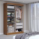 Ver imagem 2 de Guarda-roupa Solteiro Splendore 4 Portas 2 Gavetas com Espelho 100% Mdf Cinamomo/off White - Panoram