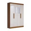 Ver imagem 3 de Guarda-roupa Solteiro Splendore 4 Portas 2 Gavetas com Espelho 100% Mdf Cinamomo/off White - Panoram