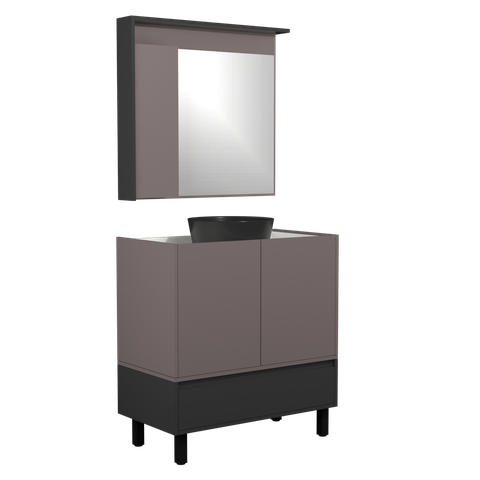 Conjunto Gabinete para Banheiro com Pé Jessé 80 Cm