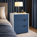 Ver imagem 1 de Mesa de Cabeceira Porto 3 Gavetas Azul/branco - Politorno