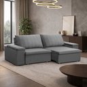 Ver imagem 3 de Sofá 3 Lugares Retrátil Reclinável para Sala 225cm Malfati F04 Veludo Cinza - Lyam Decor