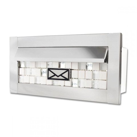 Caixa de Correio Inox c/Tarja Pastilha Pedra 20cm Profund