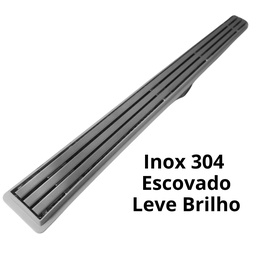 Ralo Linear 5x80 Box Banheiro Inox Escovado Trilho Coletor Cinza com Tela - 4