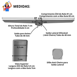 Ralo Linear 5x80 Box Banheiro Inox Escovado Trilho Coletor Cinza com Tela - 6