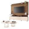 Estante Home Theater Artís Off White Castanho e Kit Mesa de Centro Sky Off White - Hb Móveis - 8