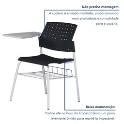 Carteira Escola Cadeira com Prancheta e Suporte para Livros Movie - 9
