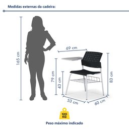 Carteira Escola Cadeira com Prancheta e Suporte para Livros Movie - 2
