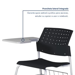 Carteira Escola Cadeira com Prancheta e Suporte para Livros Movie - 6