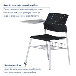 Carteira Escola Cadeira com Prancheta e Suporte para Livros Movie - 8