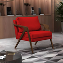Ver imagem 3 de Kit 2 Poltronas Sala de Estar Madeira Maciça Mel Monique Assento Veludo Vermelho