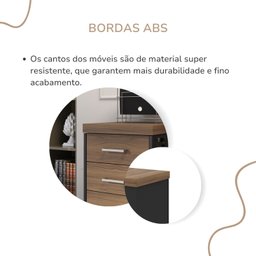 Gaveteiro Executivo 3 Gavetas com Rodinhas e Chave para Escritório - 7