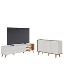 Ver imagem 1 de Rack Bancada Amalfi com Pés em Madeira e Aparador Buffet Jurerê Off White Matte Freijó - Colibri
