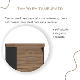 Gaveteiro Executivo com Chave para Pasta Suspensa 4 Gavetas e Tampo em Tamburato 5 Cm - 6