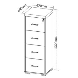 Gaveteiro Executivo com Chave para Pasta Suspensa 4 Gavetas e Tampo em Tamburato 5 Cm - 5