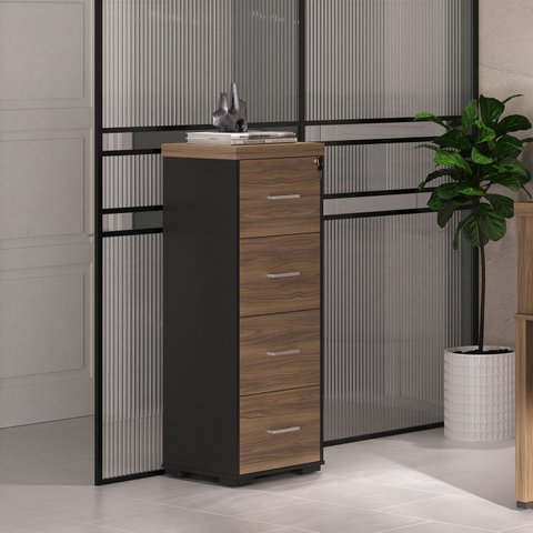 Gaveteiro Executivo com Chave para Pasta Suspensa 4 Gavetas e Tampo em Tamburato 5 Cm