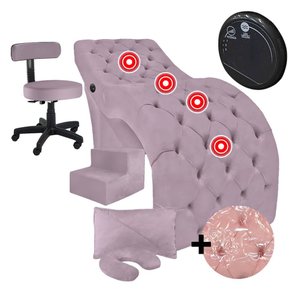 Kit Maca Estética com Massagem Mocho Escada e Capa Veludo Rosê Sofa Store