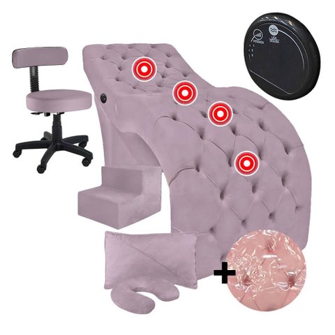 Kit Maca Estética com Massagem Mocho Escada e Capa Veludo Rosê Sofa Store