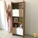 Ver imagem 6 de Estante de Livros 63,6CMX180,3cm 2 Portas Arbos Bege/Olmo/Branco Artany