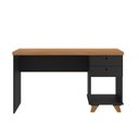 Ver imagem 7 de Escrivaninha Mesa Escritório Retrô com Sky para Home Office 2 Gavetas 135cm Freijó e Preto Artany